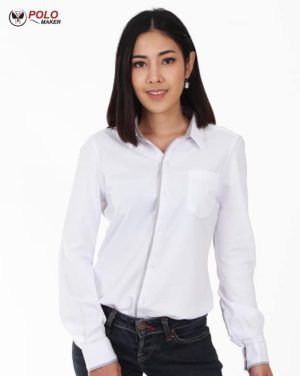 เสื้อเชิ๊ตสีขาวCT002 ผู้หญิง pmkpolomaker