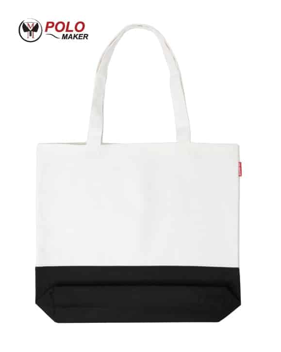 กระเป๋าผ้า แคนวาส02 สีขาว-ดำ pmkpolomaker