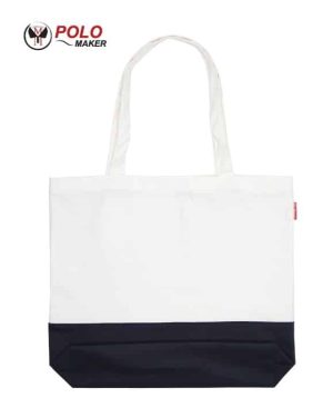 กระเป๋าผ้าแคนวาส02 สีขาว-กรมท่า pmkpolomaker
